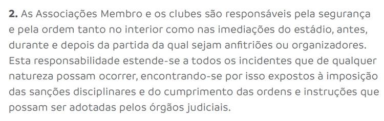 Regulamento coloca clubes como responsáveis pelo público no estádio