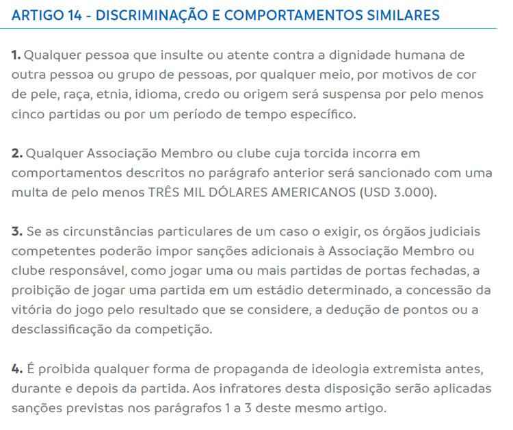 Insultos proferidos por torcedores deixarão o clube sujeito a punições