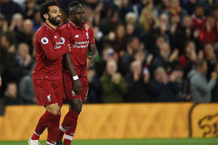 Dupla Salah e Mané contribuiu para goleada do Liverpool no Anfield Road