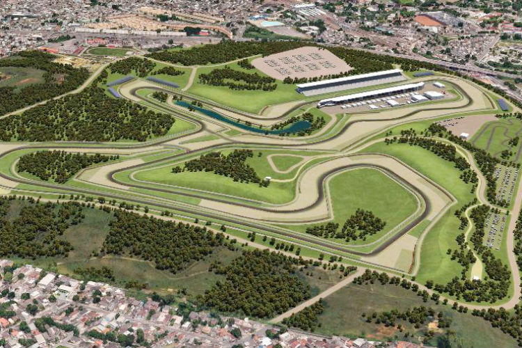 Vista aérea do projeto do Autódromo de Deodoro, no Rio de Janeiro