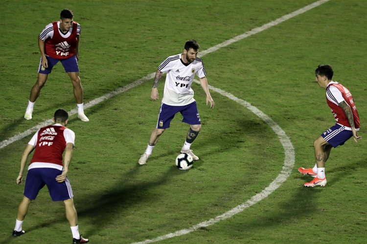 No último treino, alguns jogadores como Messi, Di María e Agüero, foram poupados na parte final
