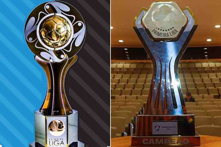 Troféus conquistados por Londrina, em 2017, e Fluminense, em 2016