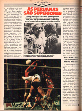 Página da revista Placar de 1983 relata a derrota brasileira no Sul-Americano feminino de vôlei