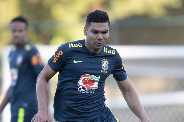Casemiro durante treinamento com a Seleção Brasileiro