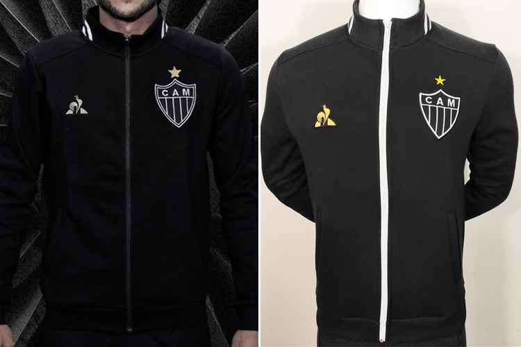 O zíper, o escudo e a logo da Le Coq são diferentes nos agasalhos do Atlético