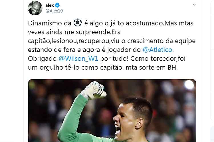 Alex e Wilson jogaram juntos no Coritiba em 2013 e 2014
