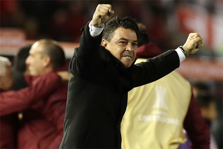 Marcelo Gallardo comemora: técnico está perto de outra final com o River Plate