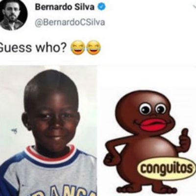 Postagem de Bernardo Silva comparando Mendy com o personagem Conguitos