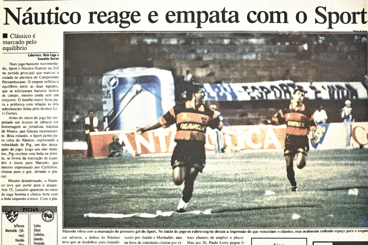 Na abertura do Estadual de 1996, Náutico arrancou empate na Ilha após ficar atrás duas vezes no placar