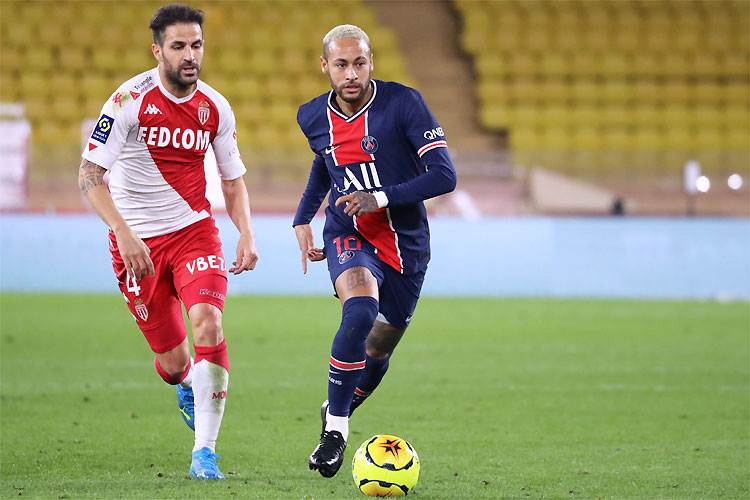 Neymar entrou no segundo tempo, mas PSG levou a virada do Monaco, de Fábregas