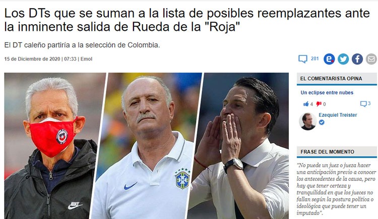 Felipão entre os cotados para a Seleção Chilena