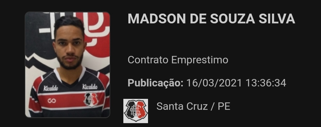 Registro do atleta, regularizado pela CBF no início desta tarde