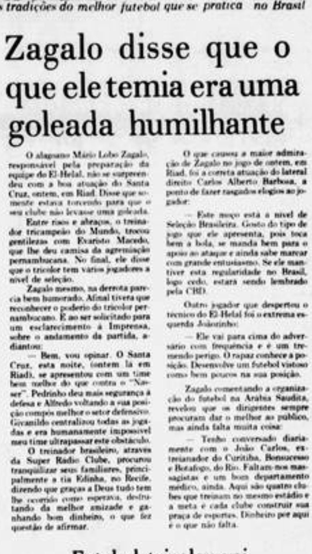 Entrevista de Zagallo à Rádio Clube
