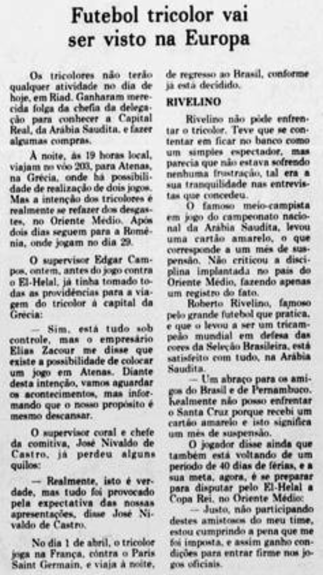 Entrevista de Rivelino à Rádio Clube