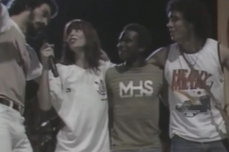 Sócrates, Rita Lee, Vladimir e Casagrande em um show da cantora