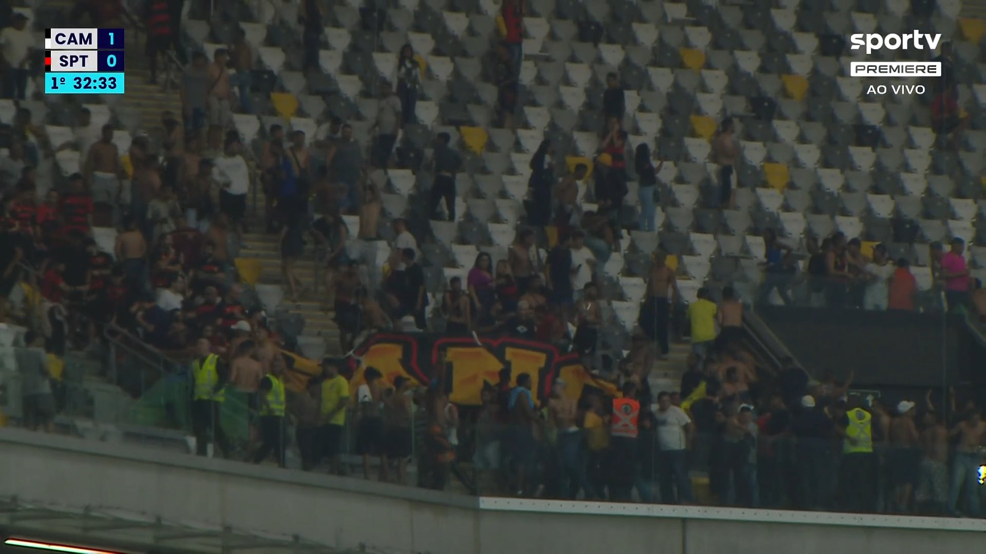 Confusão aconteceu na entrada do setor destinado à torcida visitante na Arena MRV