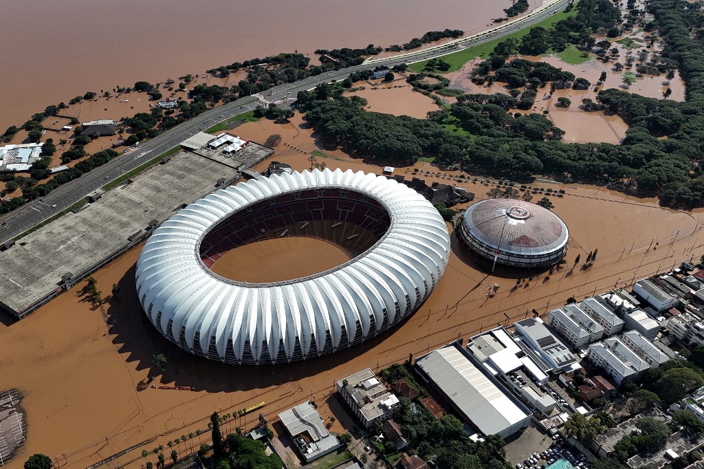 Est&aacute;dio Beira-Rio, casa do Internacional, totalmente alagado/ANSELMO CUNHA / AFP