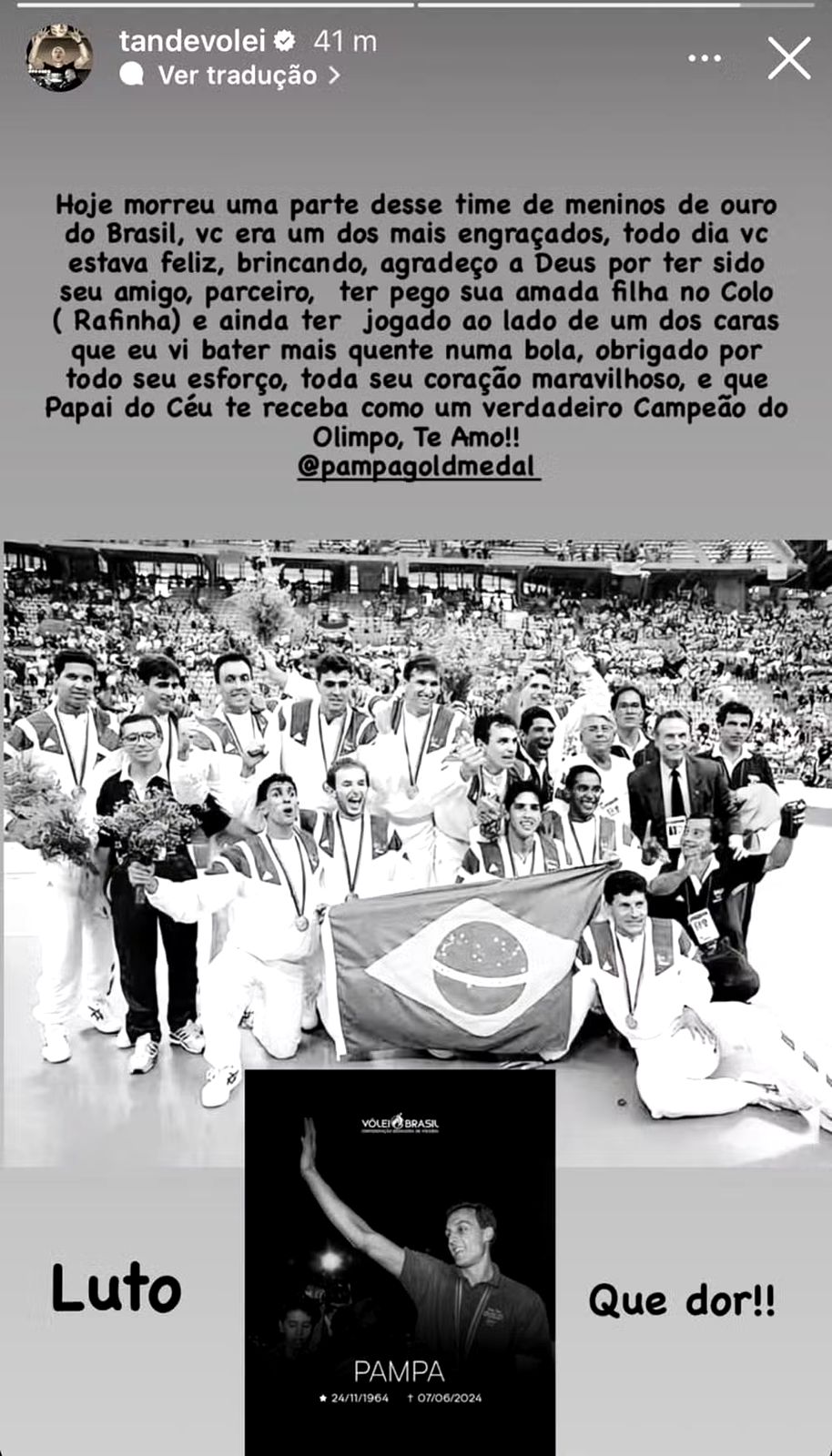 Tande homenageia Pampa nos seus storys
