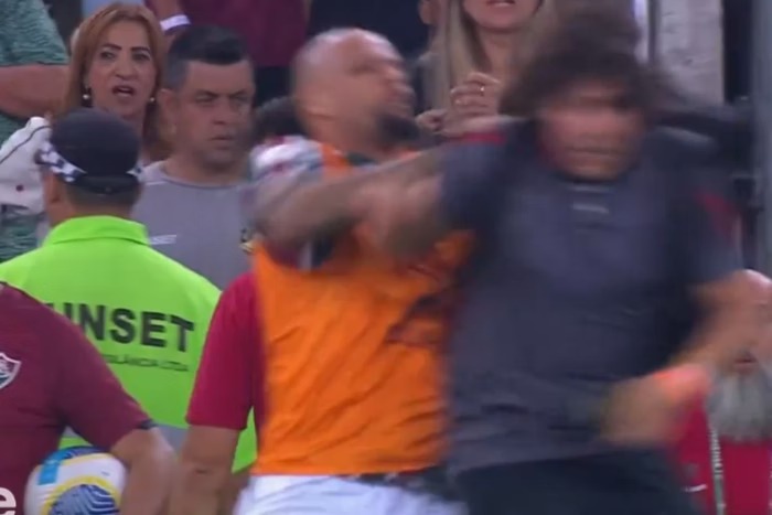 Felipe Melo perdeu o controle na derrota do Fluminense para o Atl&eacute;tico-GO/Reprodu&ccedil;&atilde;o/Redes Sociais