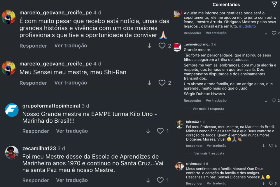 Comentários na publicação de seu falecimento 