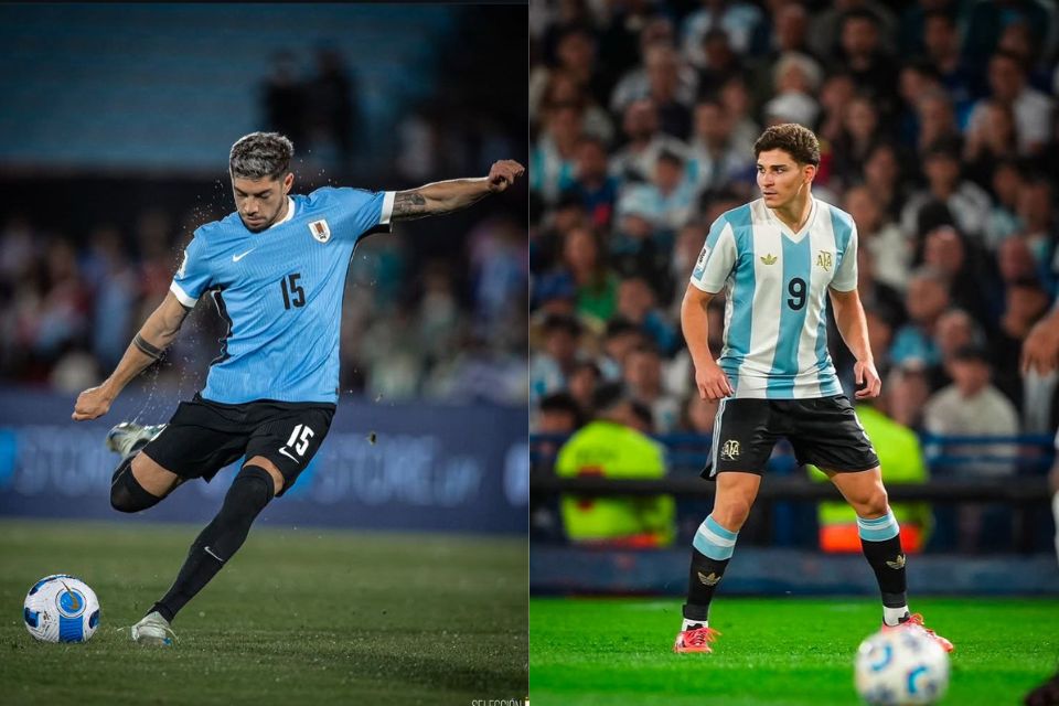 Valverde e Julian Alvarez se enfrentam após o Real Madrid eliminar o Atlético de Madrid na Champions