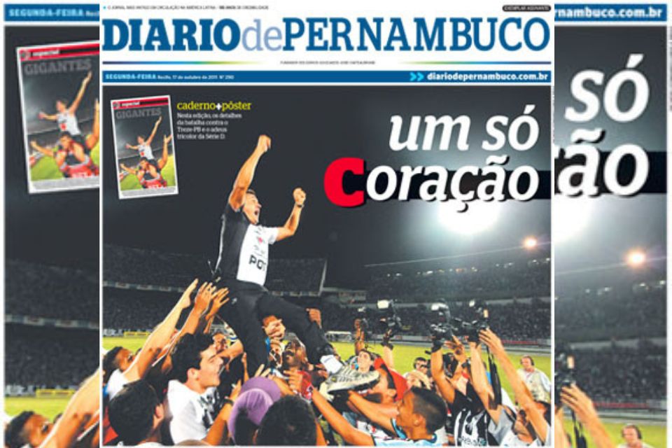 Capa do Diario de Pernambuco no acesso do Santa Cruz em 2011