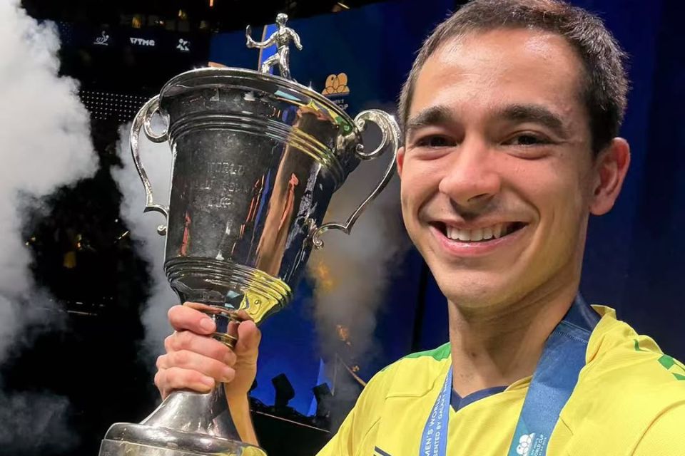 Calderano derrubou todos os favoritos e não foi diferente com o jovem chinês